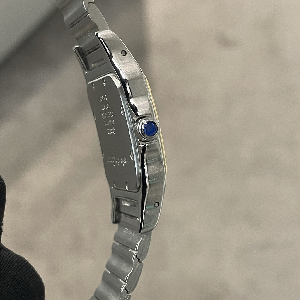 CARTIER SANTOS GALBEE LARGE YELLOW GOLD STAINLESS DIAMOND BEZEL ref: 187901