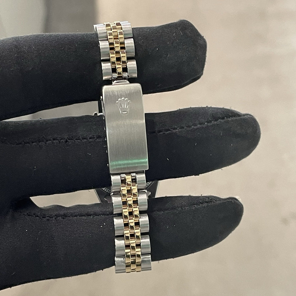 ROLEX LADY-DATEJUST 26mm WHITE ROMAN DIAL DIAMOND BEZEL JUBILEE 2TONE ref: 69173