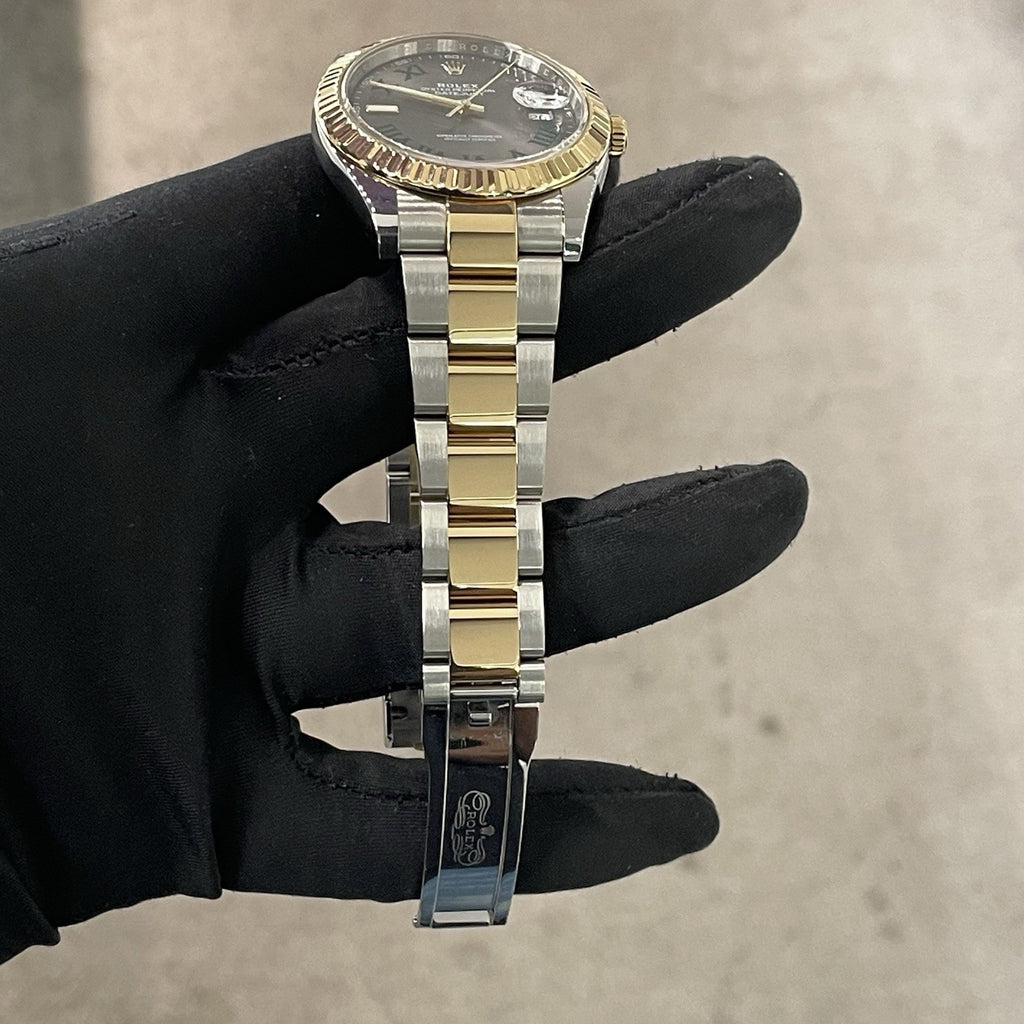 ROLEX DATEJUST 41mm WIMBLEDON DIAL YELLOW GOLD OYSTERSTEEL FLUTED ref: 126333