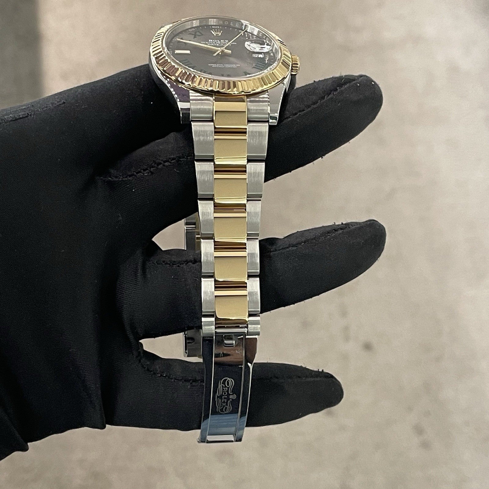 ROLEX DATEJUST 41mm WIMBLEDON DIAL YELLOW GOLD OYSTERSTEEL FLUTED ref: 126333