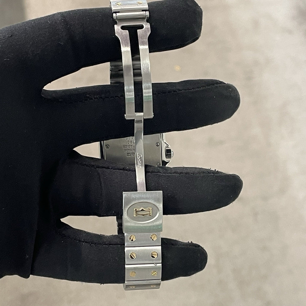 CARTIER SANTOS GALBEE LARGE YELLOW GOLD STAINLESS DIAMOND BEZEL ref: 187901