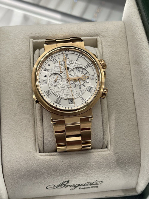 BREGUET MARINE ALARME MUSICALE 40mm ROSE GOLD SILVER DIAL ref: 5547BR/12/RZ0