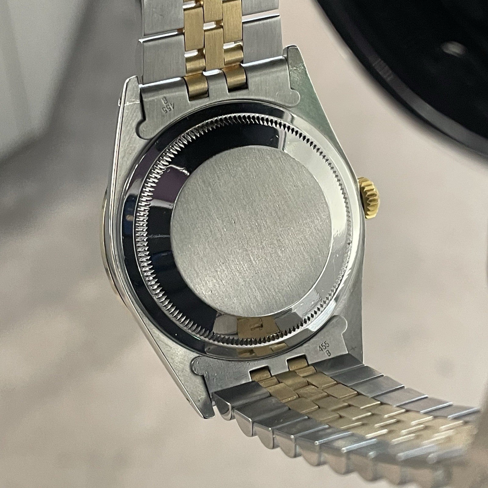 ROLEX DATEJUST 36 MOTHER OF PEARL YELLOW GOLD STAINLESS DIAMOND BEZEL ref: 16233