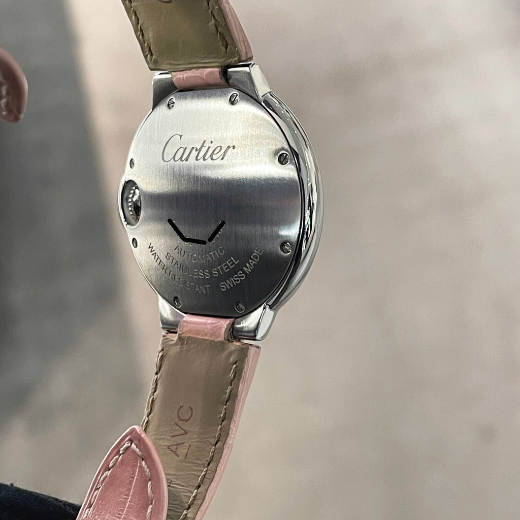 CARTIER BALLON BLEU 33mm PINK DIAL PINK STRAP DIAMOND BEZEL ref: WSBB0031