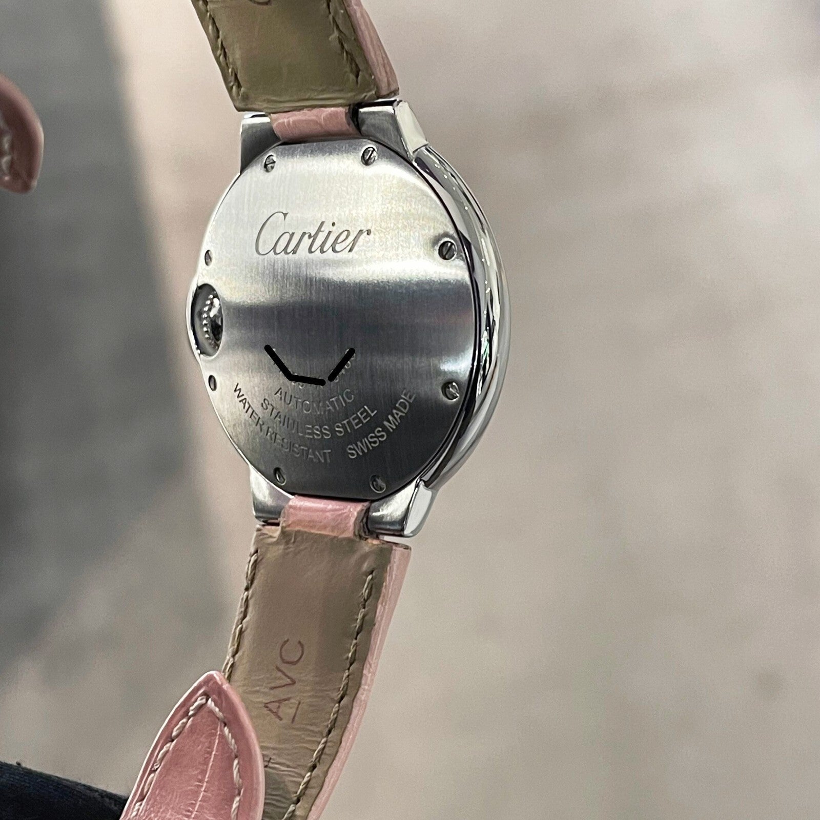 CARTIER BALLON BLEU 33mm PINK DIAL PINK STRAP DIAMOND BEZEL ref: WSBB0031