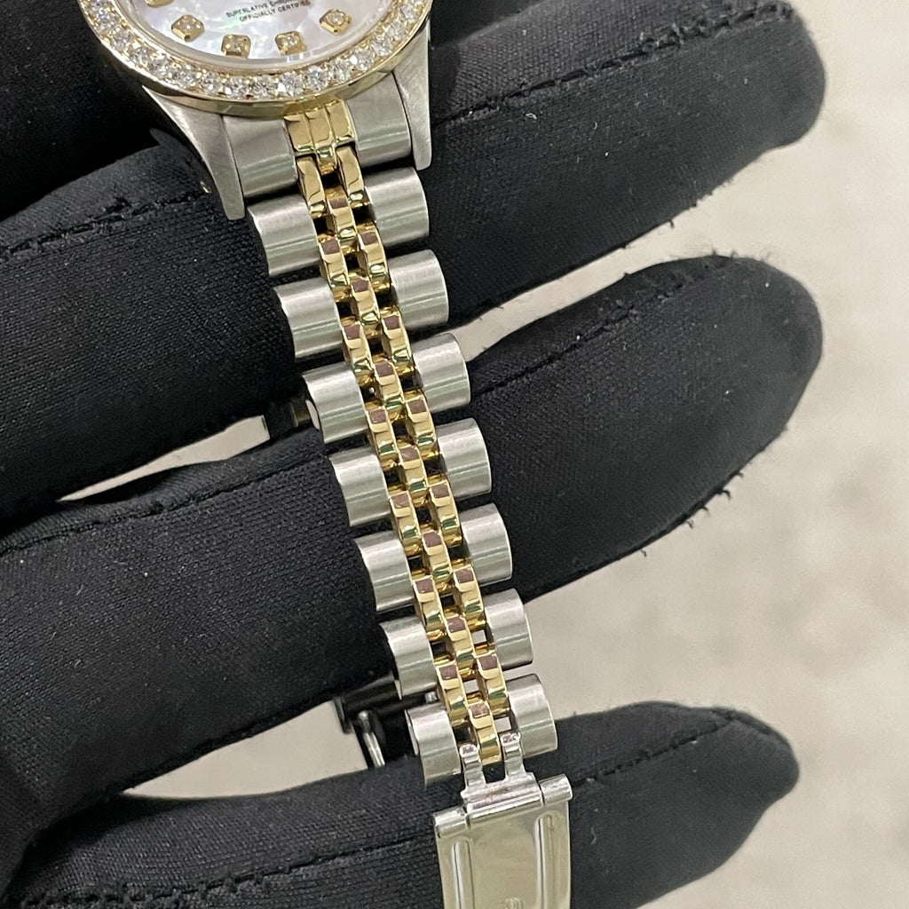 ROLEX LADY-DATEJUST 26mm MOTHER OF PEARL DIAL DIAMOND BEZEL JUBILEE ref: 69173