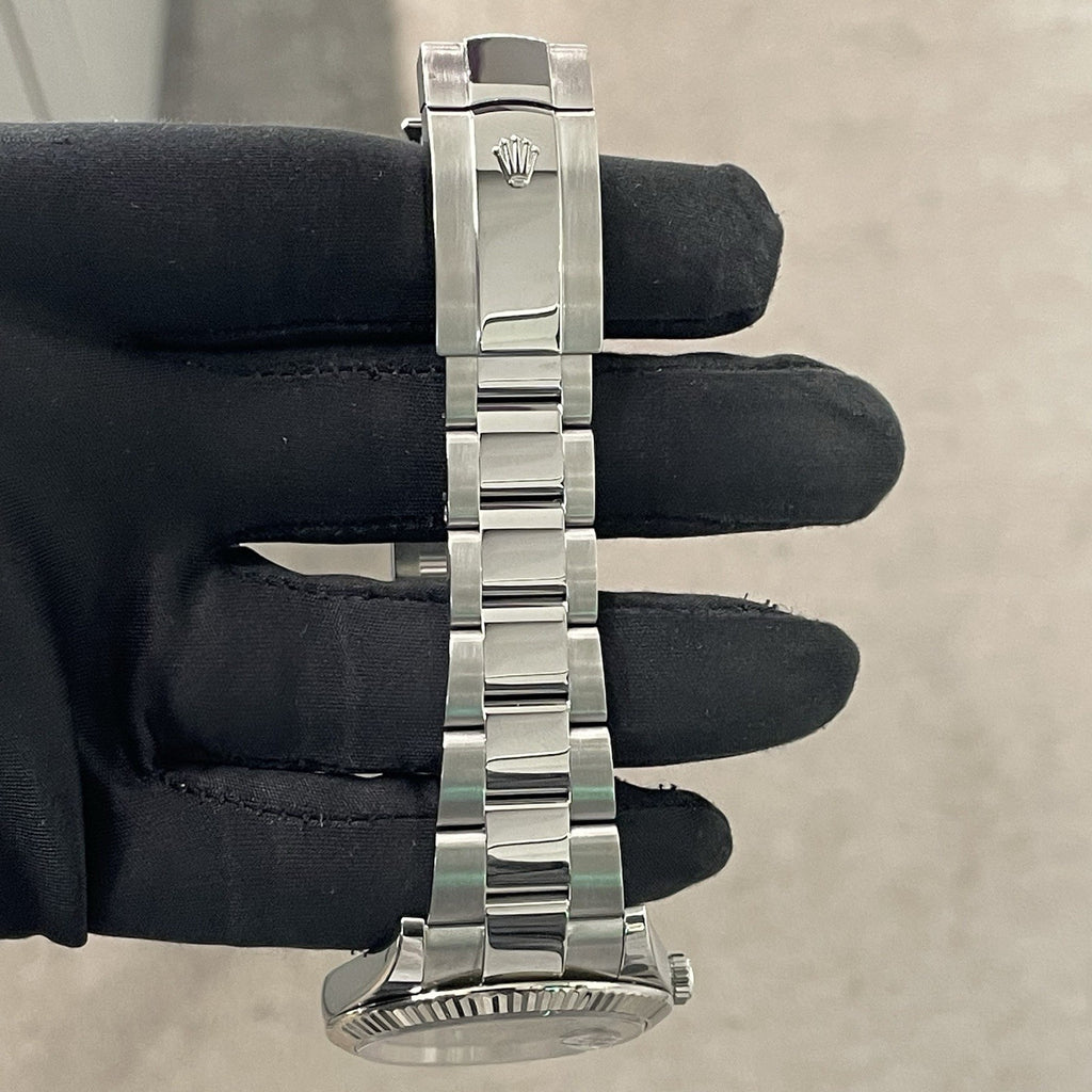 ROLEX DATEJUST 41mm WIMBLEDON OYSTERSTEEL WHITE GOLD FLUTED BEZEL ref: 126334