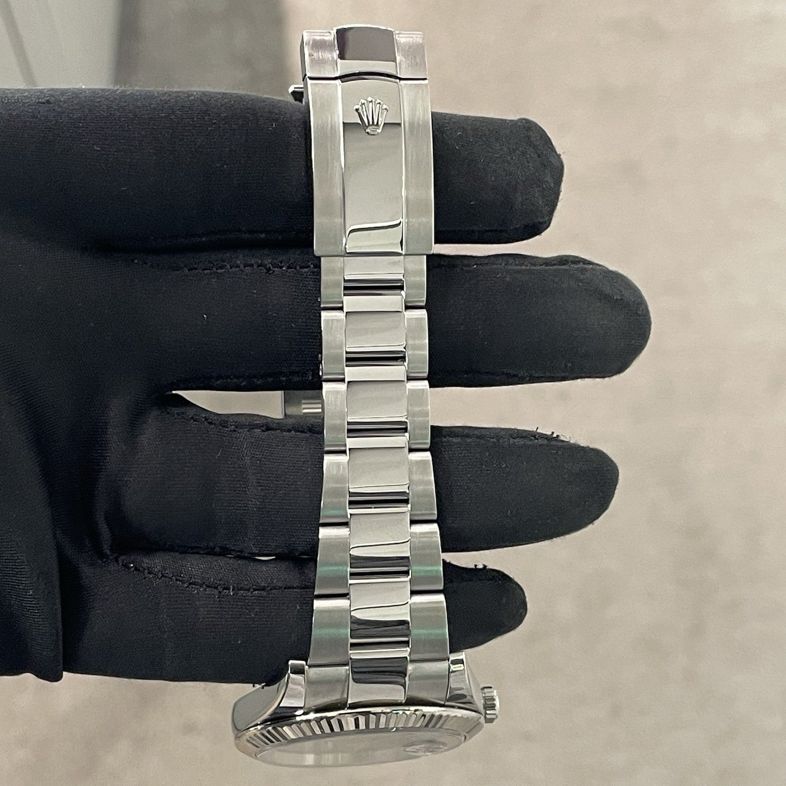 ROLEX DATEJUST 41mm WIMBLEDON OYSTERSTEEL WHITE GOLD FLUTED BEZEL ref: 126334