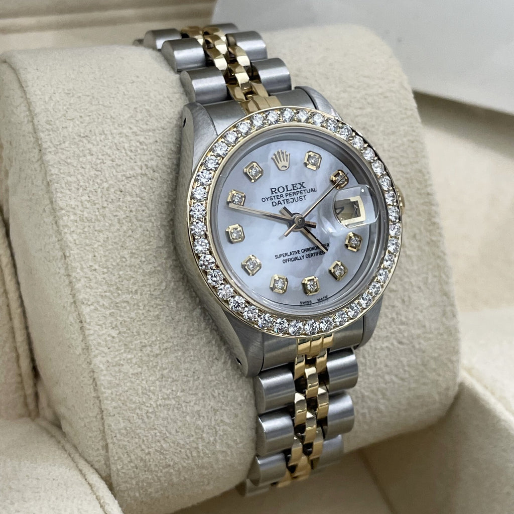 ROLEX LADY-DATEJUST 26mm MOTHER OF PEARL DIAL DIAMOND BEZEL JUBILEE ref: 69173
