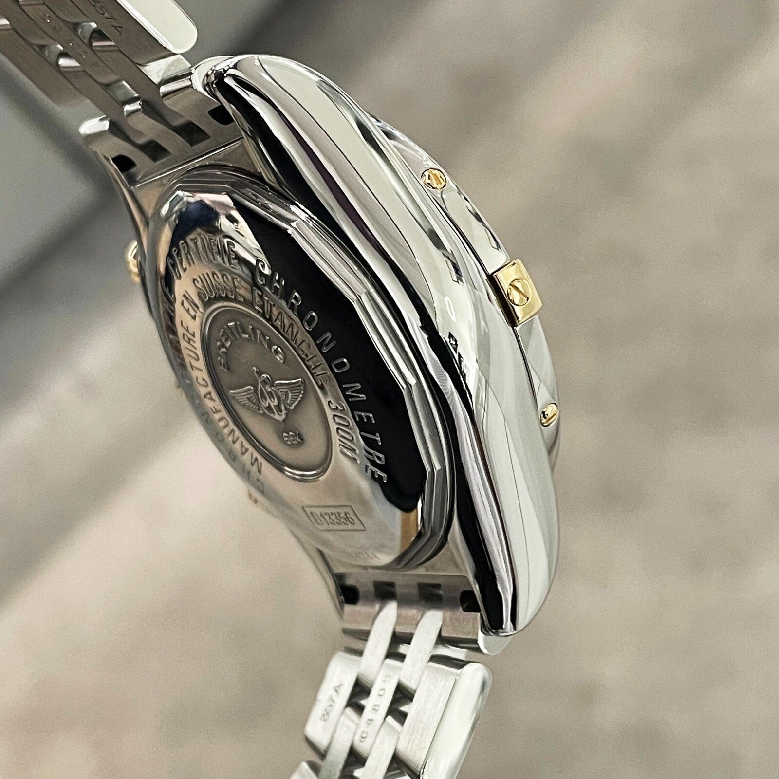 BREITLING CHRONOMAT EVOLUTION 44mm MOP DIAL YELLOW GOLD STAINLESS ref: B13356