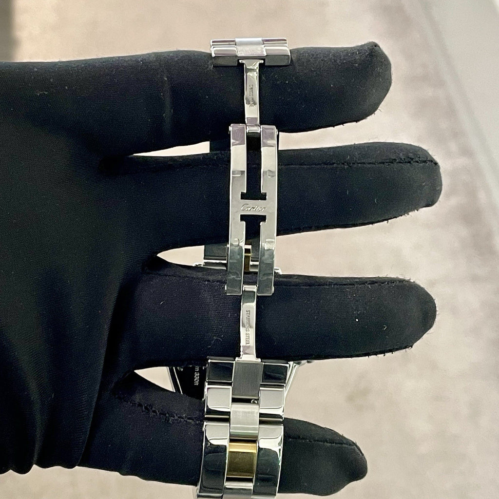 CARTIER ROADSTER LARGE BLACK ROULETTE DIAL YELLOW GOLD STAINLESS ref: W62031Y4