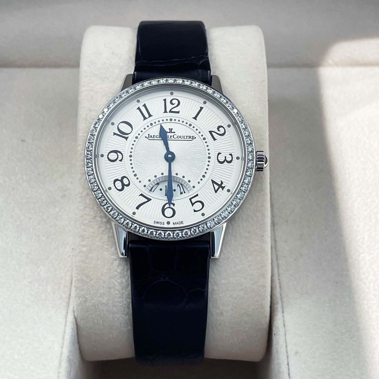 JAEGER-LeCOULTRE RENDEZ-VOUZ 34mm FACTORY DIAMONDS BLACK ALLIGATOR ref: Q3478422