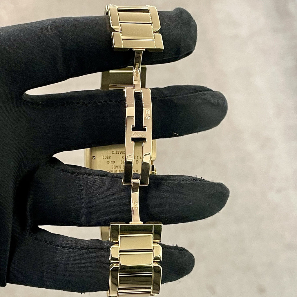 CARTIER TANK ANGLAISE LARGE YELLOW GOLD SILVER DIAL DIAMOND BEZEL ref: W5310015