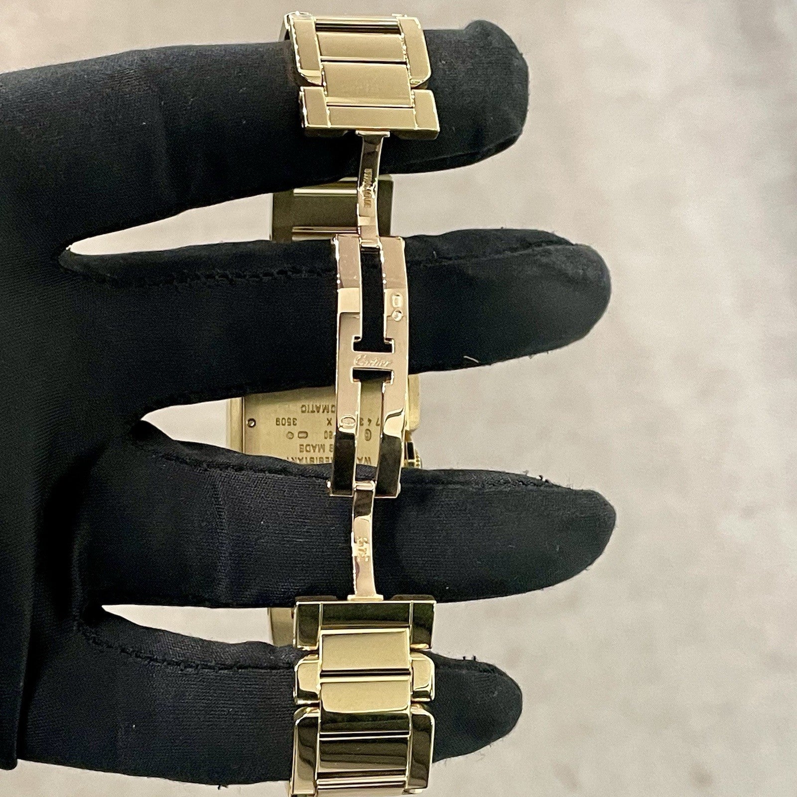 CARTIER TANK ANGLAISE LARGE YELLOW GOLD SILVER DIAL DIAMOND BEZEL ref: W5310015