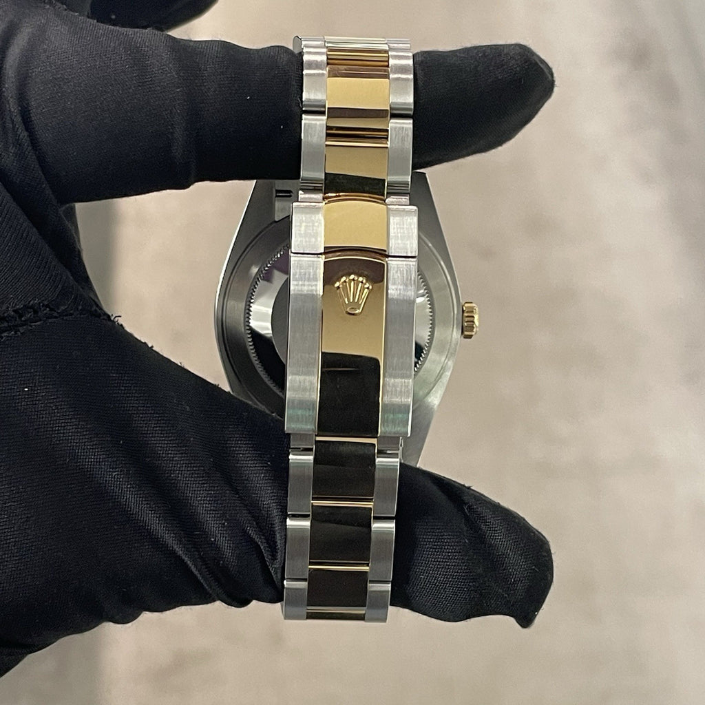 ROLEX DATEJUST 41mm BLACK DIAMOND DIAL YELLOW GOLD STAINLESS FLUTED ref: 126333