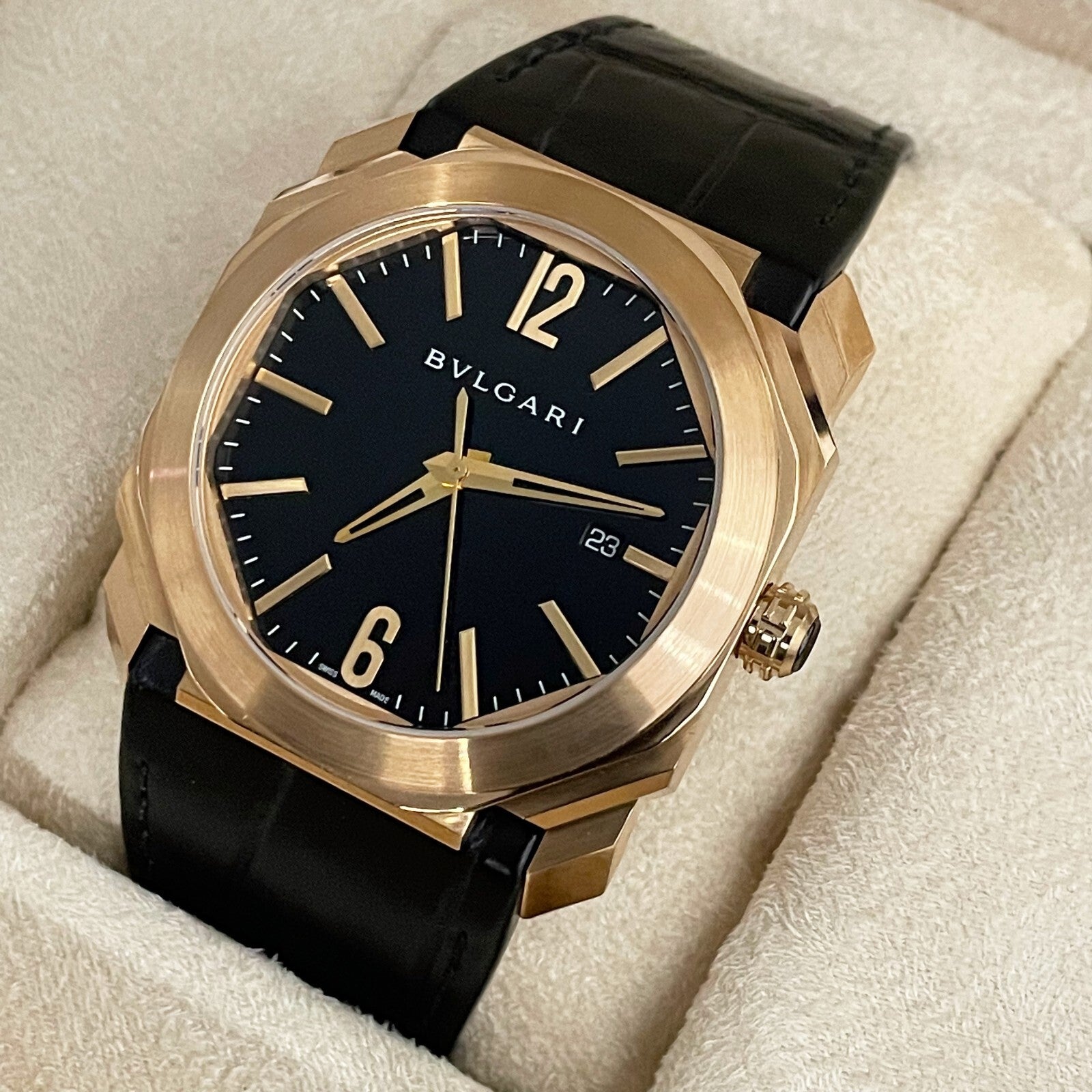 BVLGARI OCTO SOLOTEMPO 41mm ROSE GOLD BLACK DIAL ref: 101963