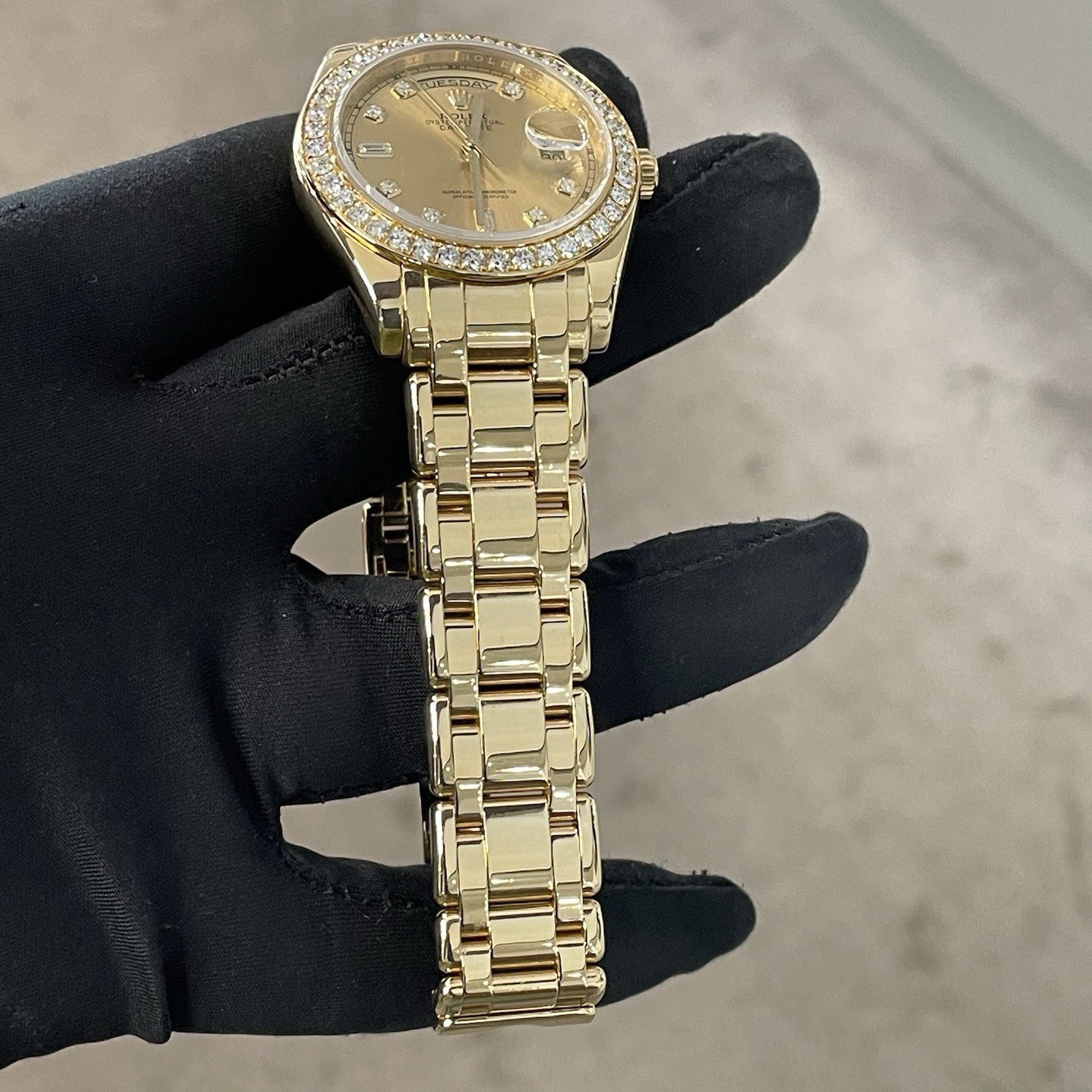 ROLEX DAY-DATE 39mm MASTERPIECE PEARLMASTER FULL FACTORY YELLOW GOLD ref: 18948