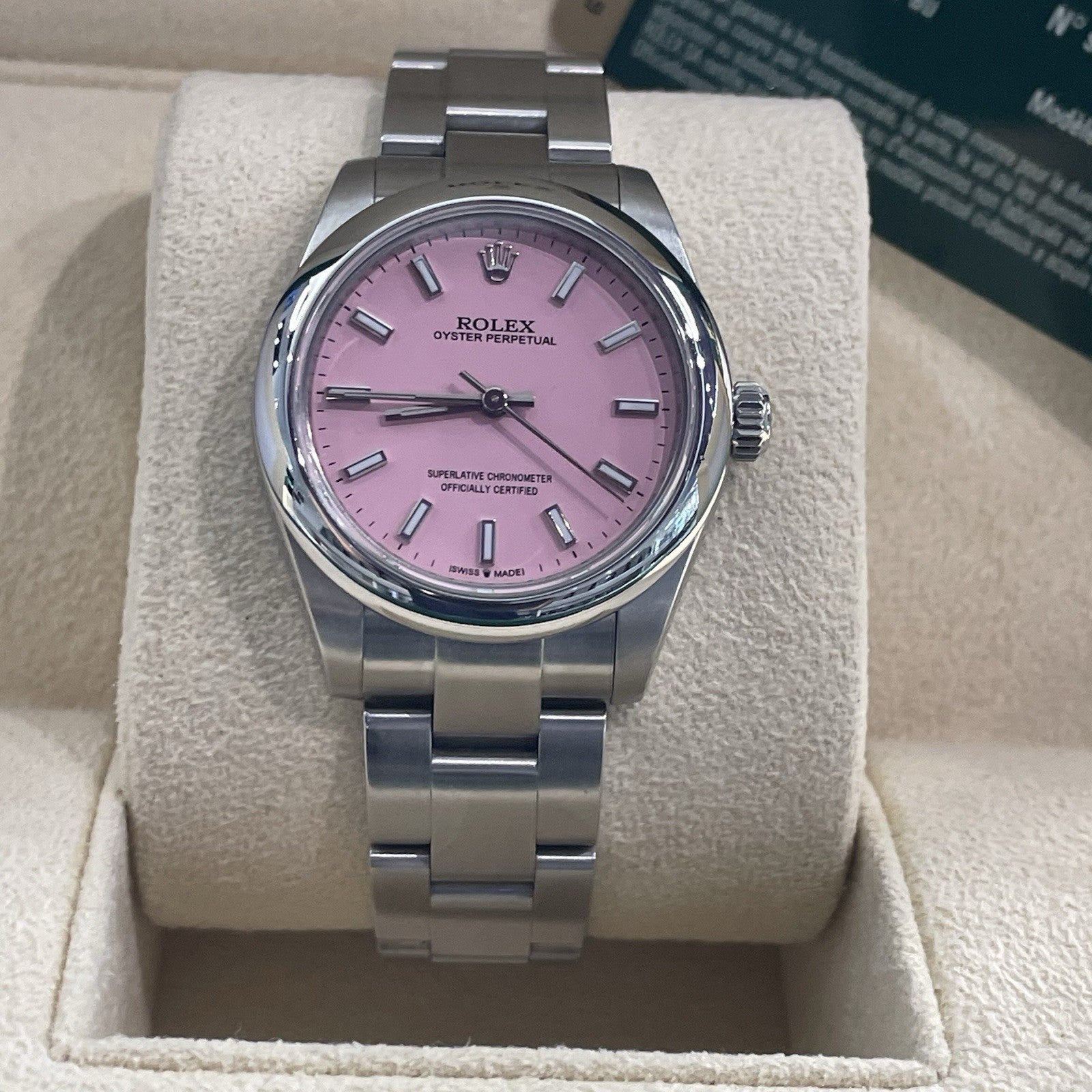 ROLEX OYSTER PERPETUAL 31mm CANDY PINK DIAL OYSTERSTEEL ref: 177200