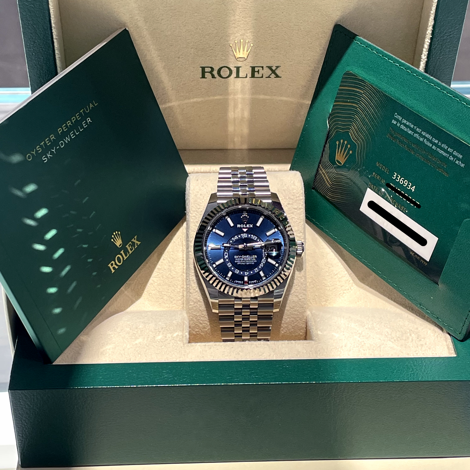 ROLEX SKY-DWELLER 42mm BLUE DIAL STAINLESS STEEL JUBILEE ref: 336934