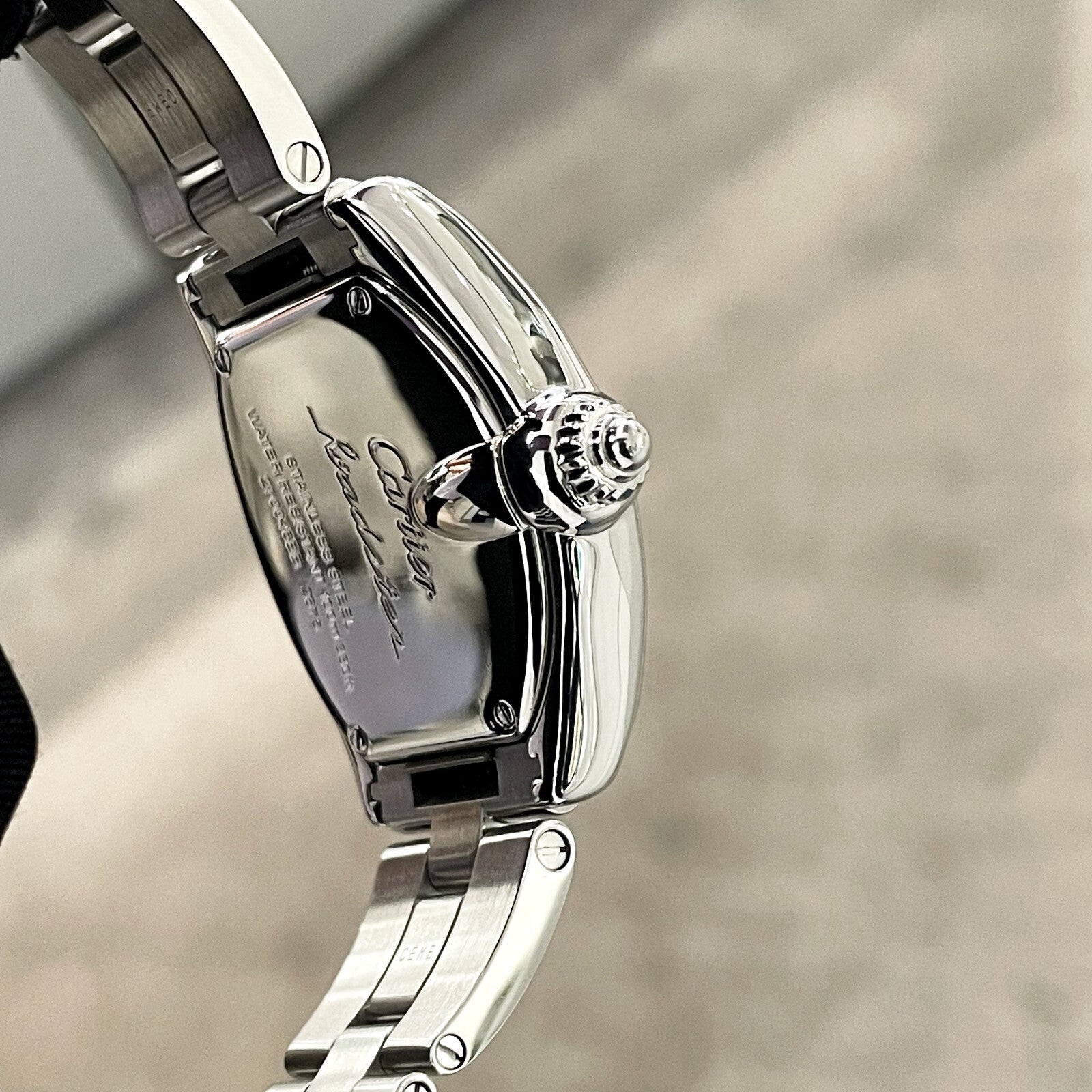 CARTIER ROADSTER LADIES BLUE ROMAN DIAMOND BEZEL STAINLESS ref: W62053V3