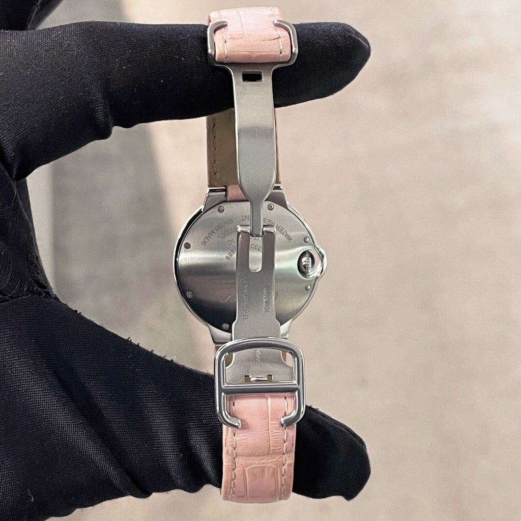 CARTIER BALLON BLEU 33mm PINK DIAL PINK STRAP DIAMOND BEZEL ref: WSBB0031