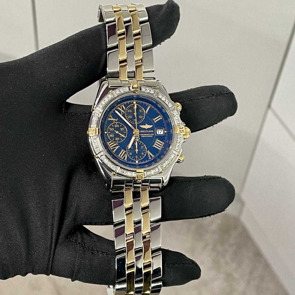 BREITLING CROOSWIND RACING CHRONO 43mm BLUE DIAL YELLOW GOLD STEEL Ref: B13355