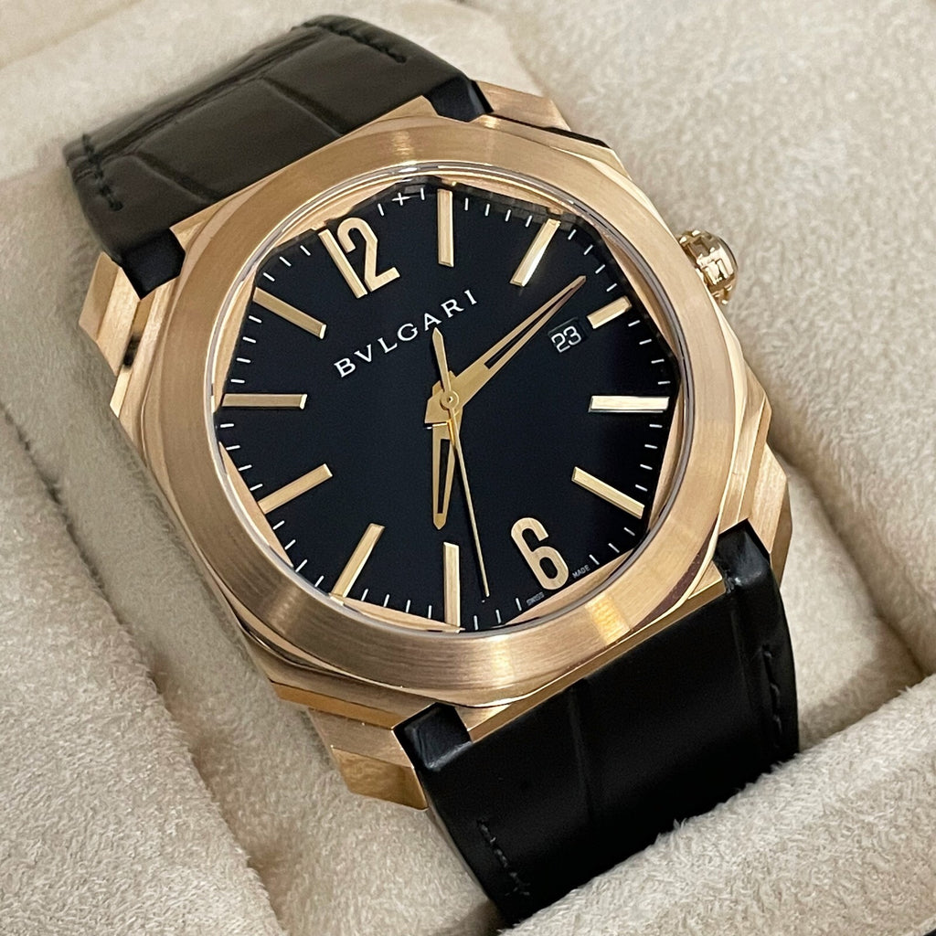 BVLGARI OCTO SOLOTEMPO 41mm ROSE GOLD BLACK DIAL ref: 101963