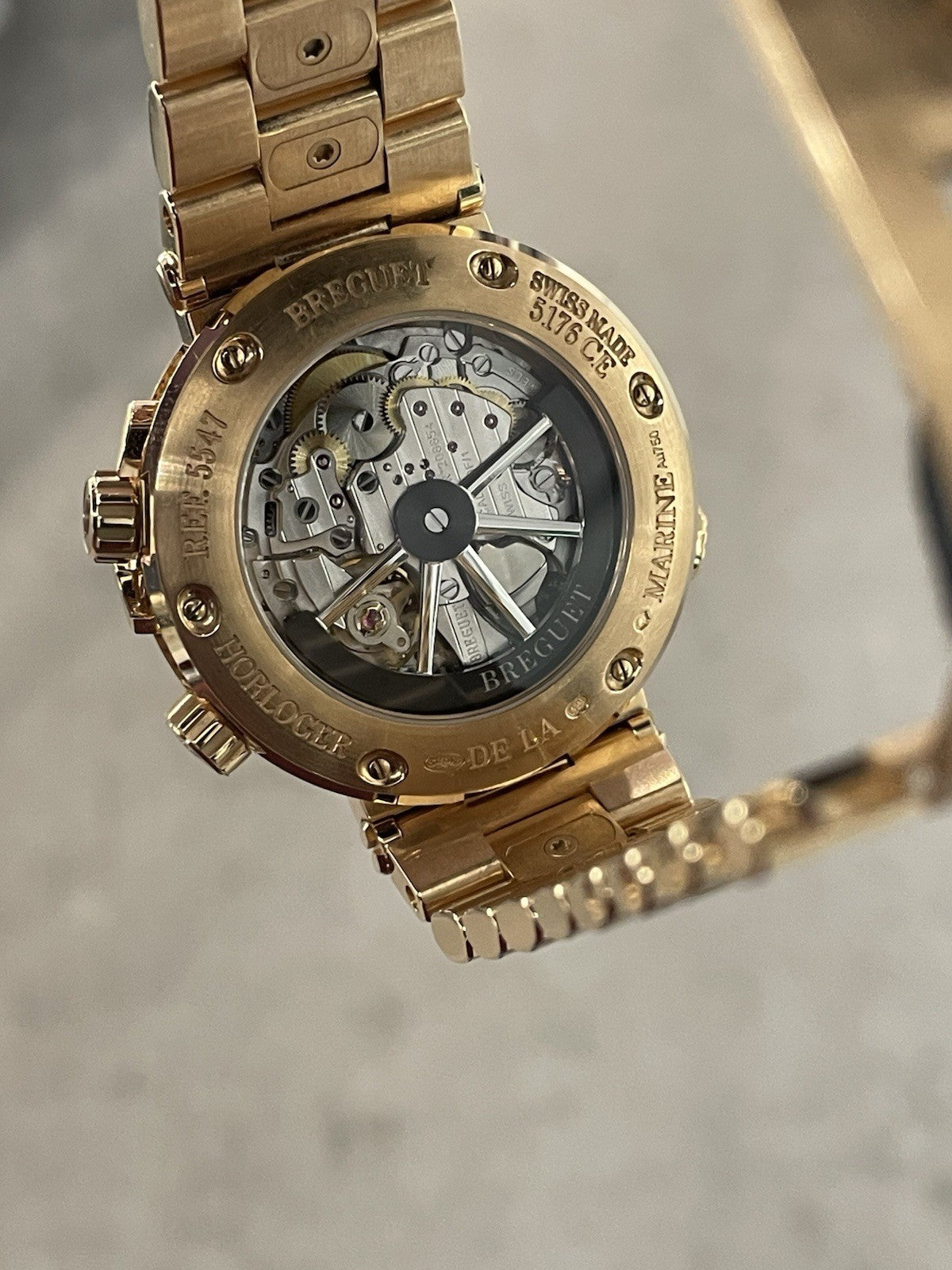 BREGUET MARINE ALARME MUSICALE 40mm ROSE GOLD SILVER DIAL ref: 5547BR/12/RZ0