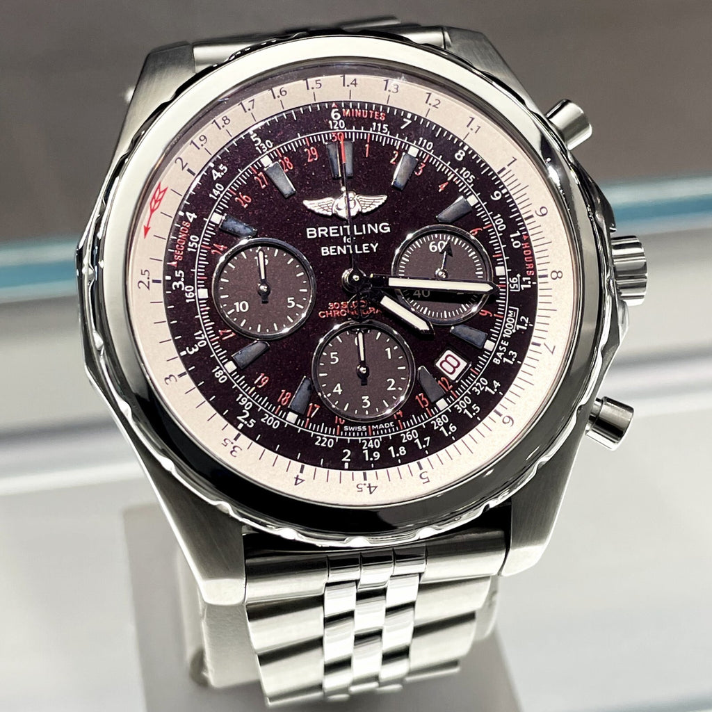 BREITLING BENTLEY MOTORS T 49mm BLACK BURGUNDY DIAL STAINLESS STEEL ref: A25363