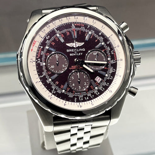 BREITLING BENTLEY MOTORS T 49mm BLACK BURGUNDY DIAL STAINLESS STEEL ref: A25363