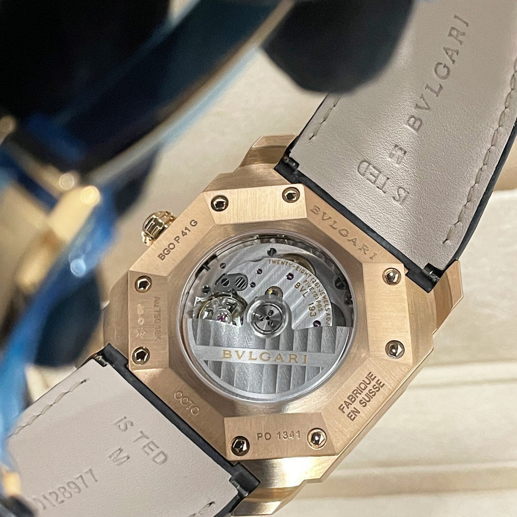 BVLGARI OCTO SOLOTEMPO 41mm ROSE GOLD BLACK DIAL ref: 101963