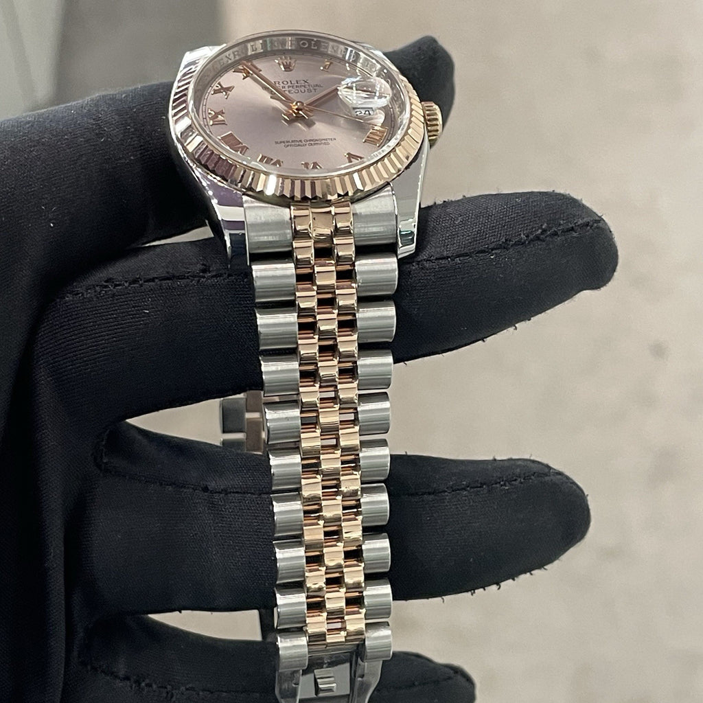 ROLEX DATEJUST 36mm GREY ROMAN ROSE GOLD STAINLESS JUBILEE FLUTED ref: 116231