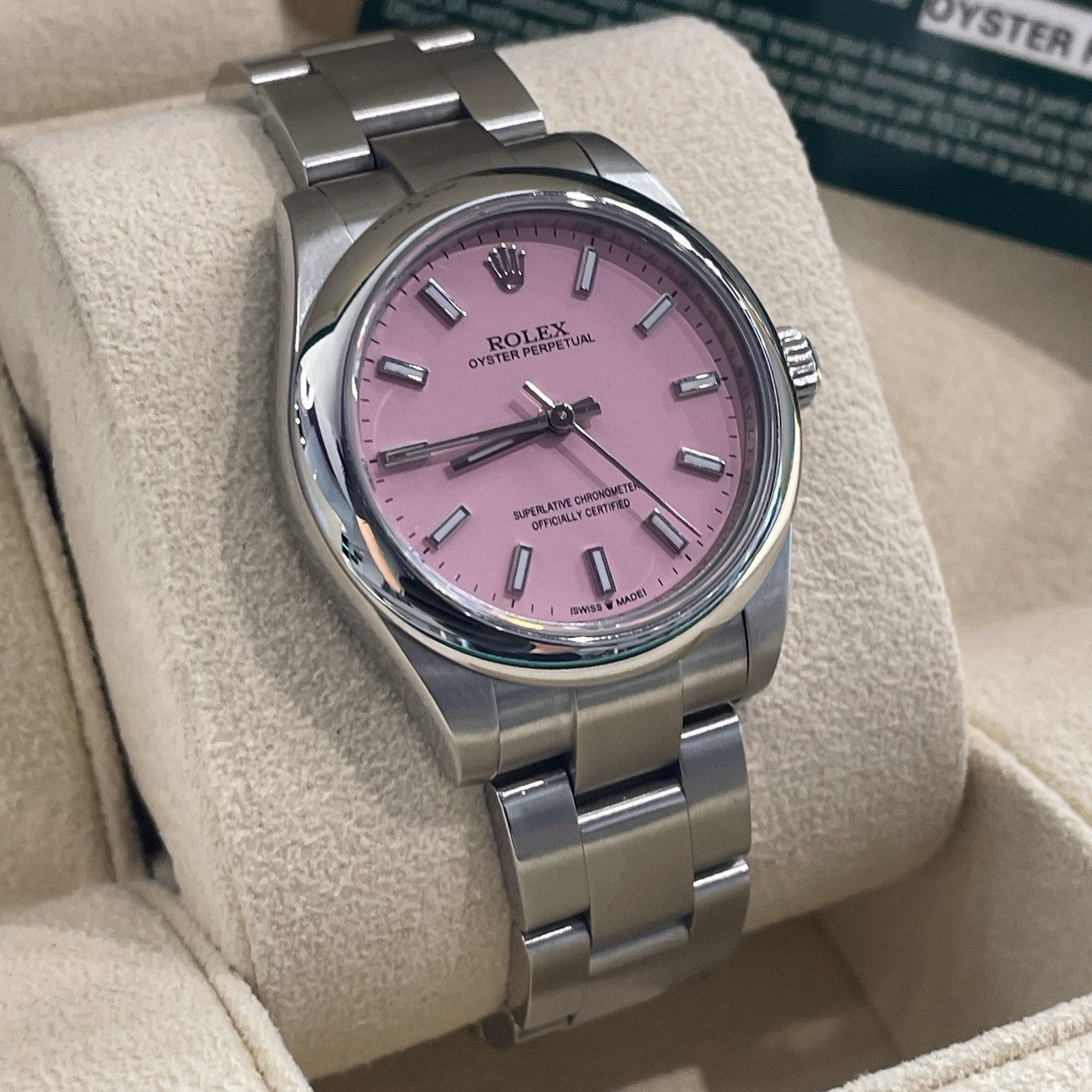 ROLEX OYSTER PERPETUAL 31mm CANDY PINK DIAL OYSTERSTEEL ref: 177200