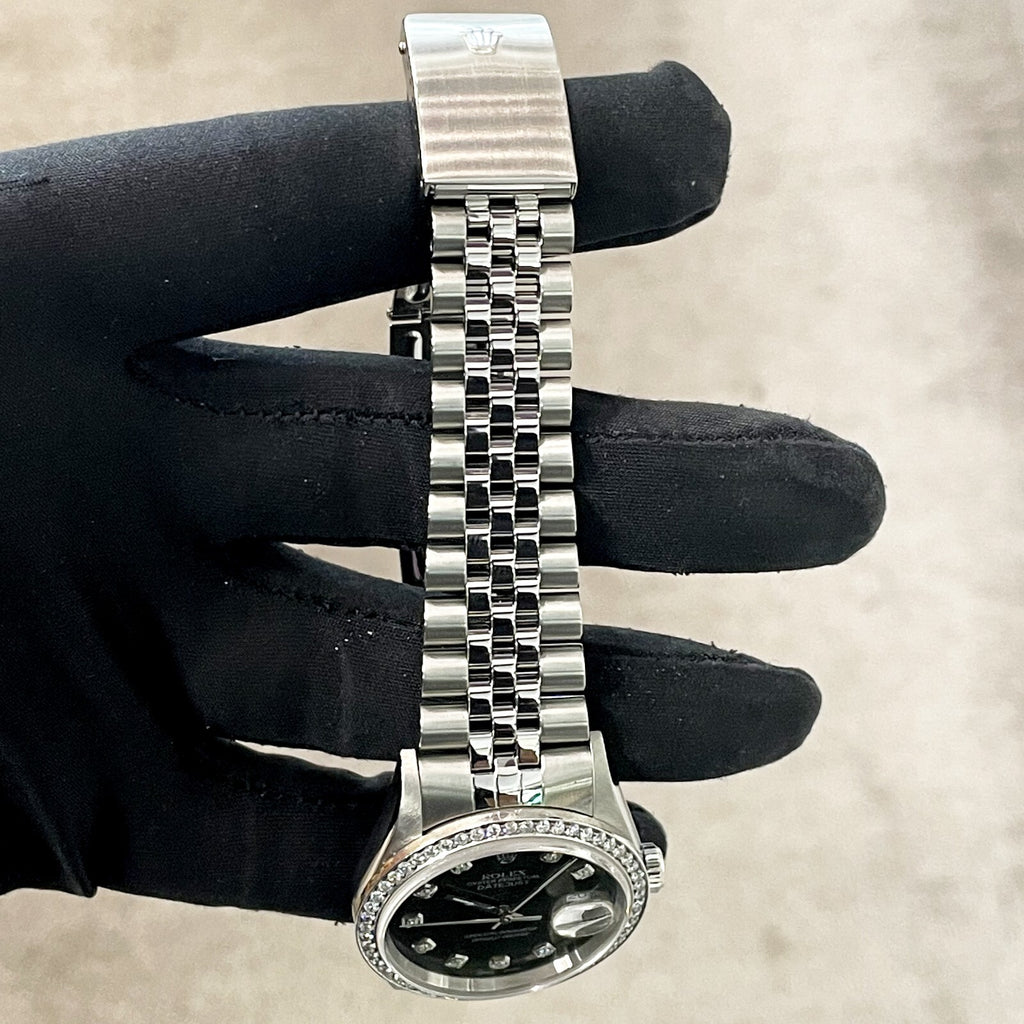 ROLEX DATEJUST 36mm OLIVE GREEN STAINLESS STEEL JUBILEE DIAMOND BEZEL ref: 16234