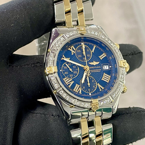 BREITLING CROOSWIND RACING CHRONO 43mm BLUE DIAL YELLOW GOLD STEEL Ref: B13355