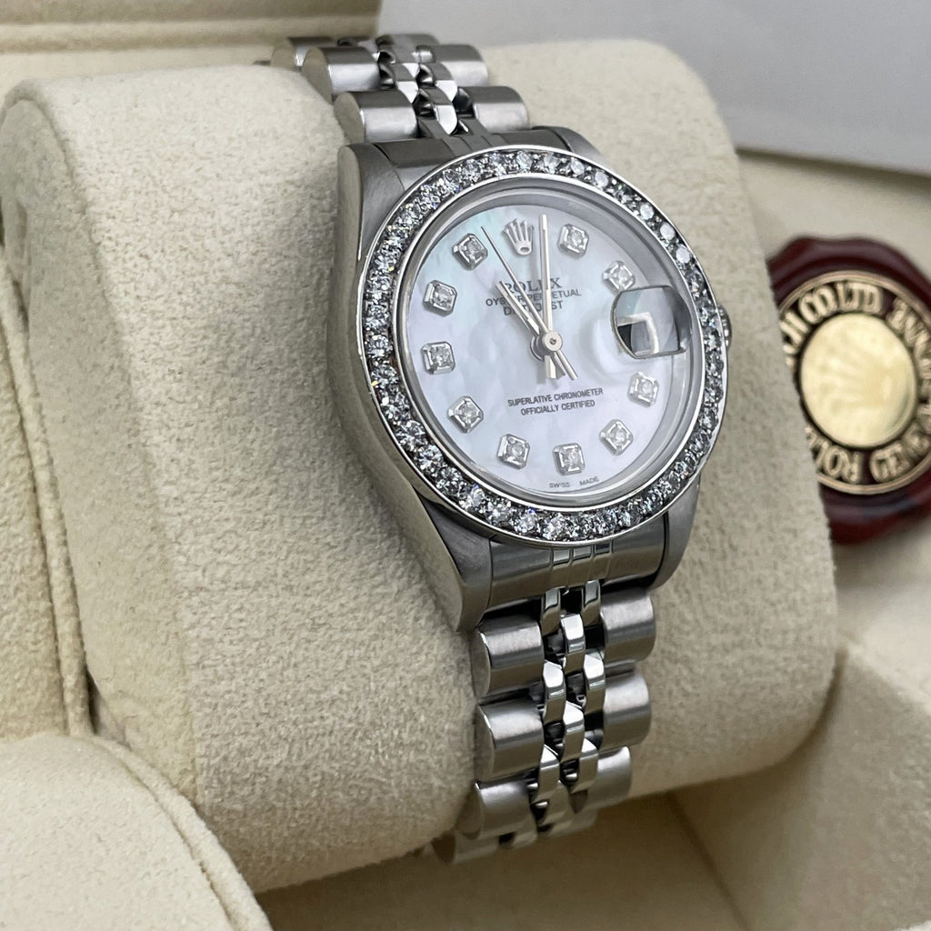ROLEX LADY-DATEJUST 26mm MOTHER OF PEARL DIAL DIAMOND BEZEL JUBILEE ref: 69174