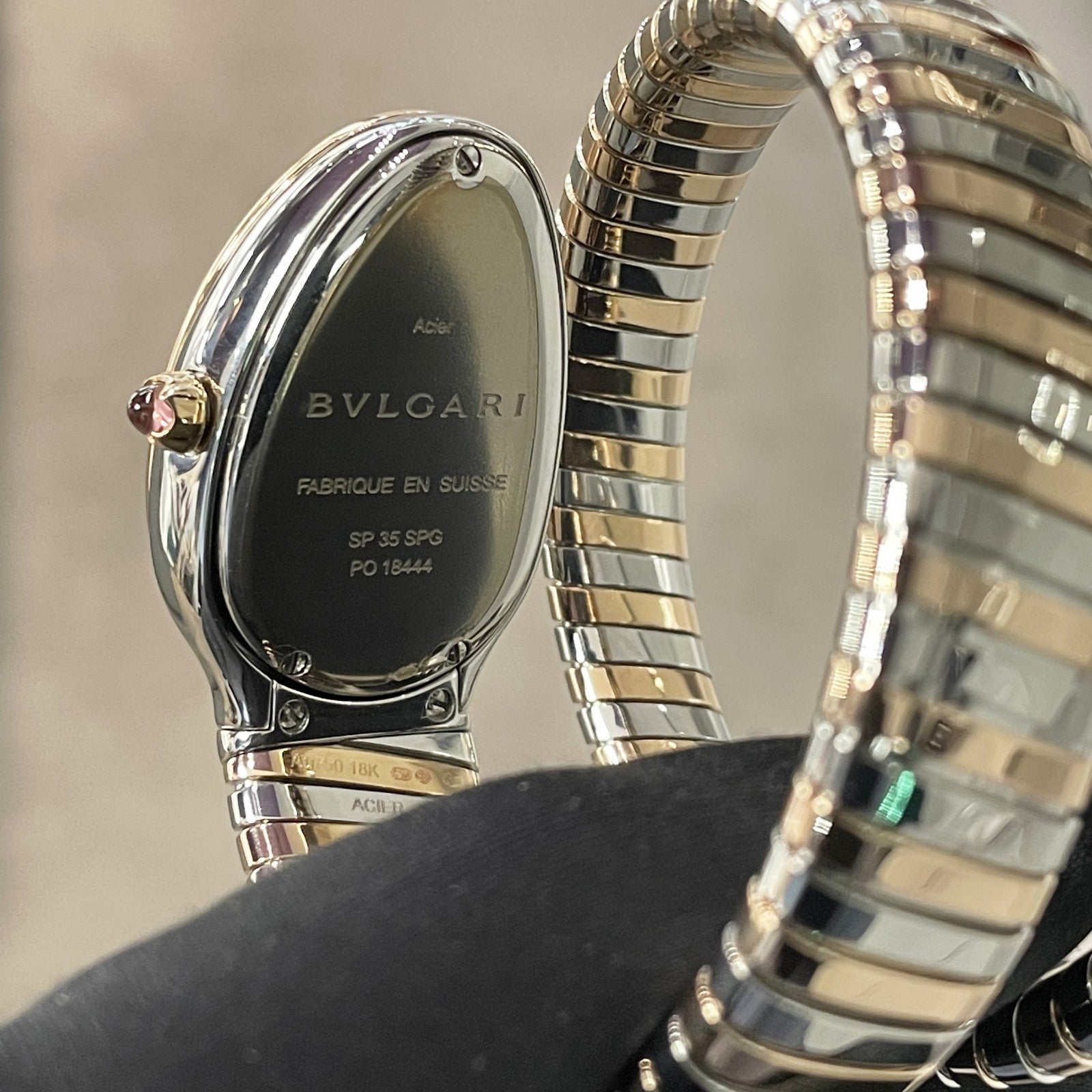 BVLGARI SERPENTI TUBOGAS 35mm GREEN DIAL FACTORY DIAMOND BEZEL ref: 102790