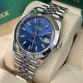 ROLEX DATEJUST 41mm BLUE DIAL STAINLESS STEEL JUBILEE SMOOTH BEZEL ref: 126300