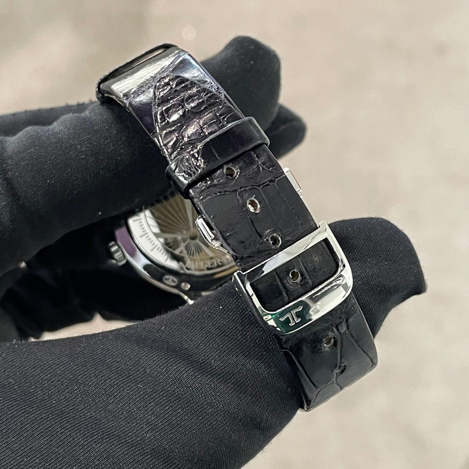 JAEGER-LeCOULTRE RENDEZ-VOUZ 34mm FACTORY DIAMONDS BLACK ALLIGATOR ref: Q3478422