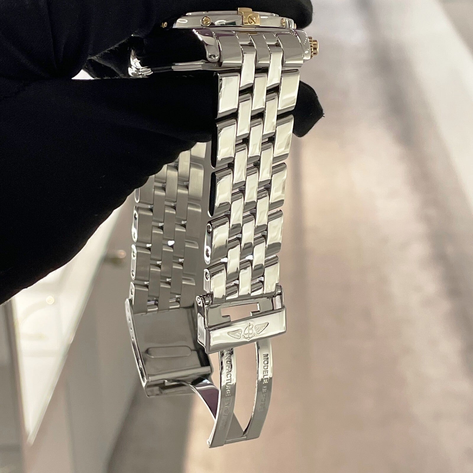 BREITLING CHRONOMAT EVOLUTION 44mm MOP DIAL YELLOW GOLD STAINLESS ref: B13356