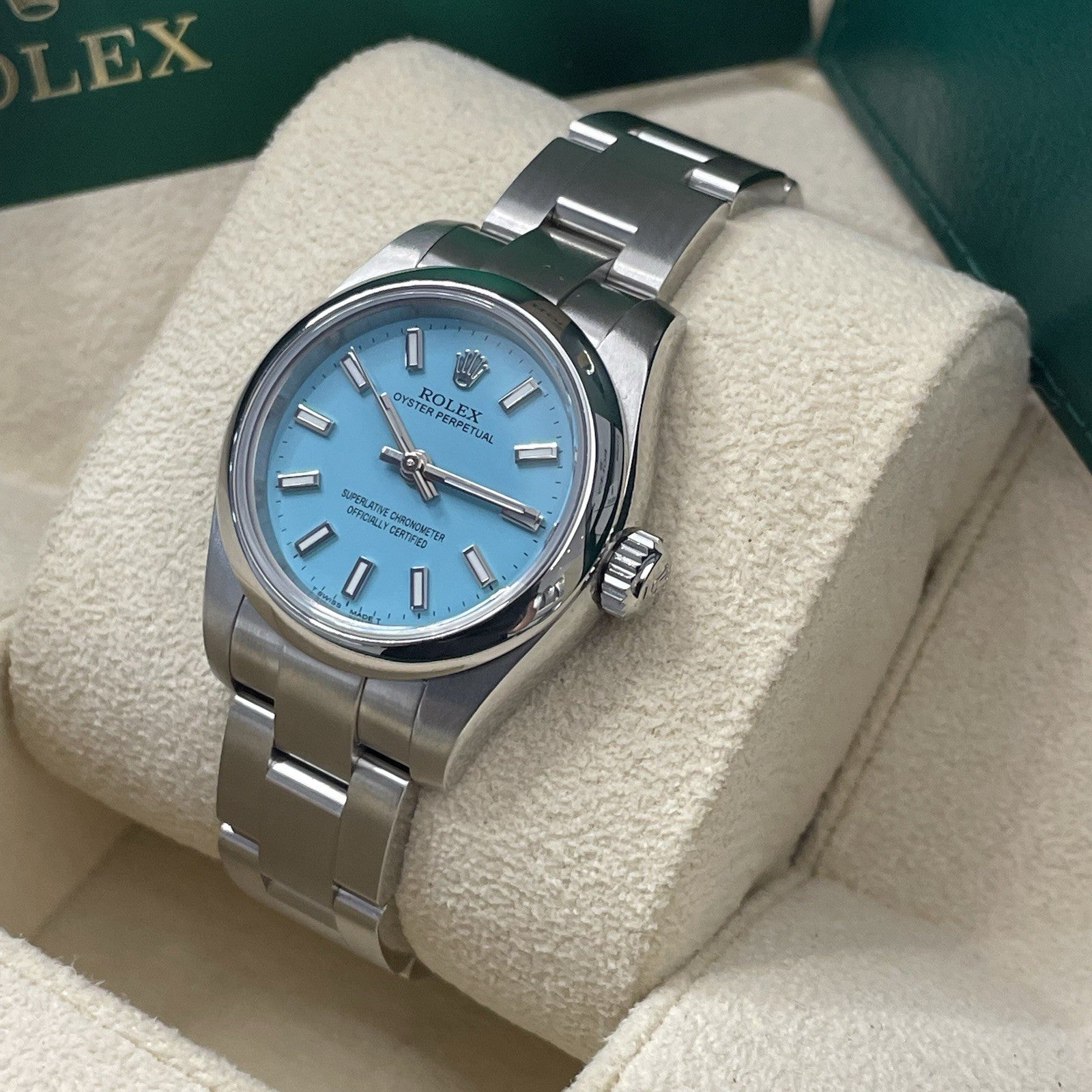 ROLEX OYSTER PERPETUAL 26mm TURQUOISE BLUE DIAL OYSTERSTEEL ref: 176200
