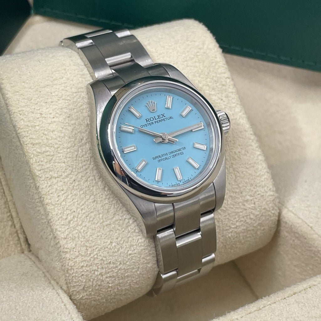 ROLEX OYSTER PERPETUAL 26mm TURQUOISE BLUE DIAL OYSTERSTEEL ref: 176200