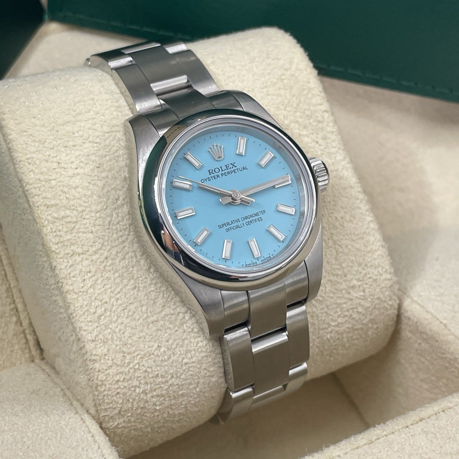 ROLEX OYSTER PERPETUAL 26mm TURQUOISE BLUE DIAL OYSTERSTEEL ref: 176200