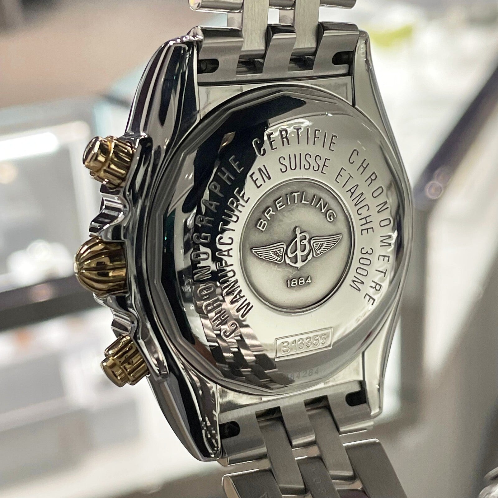 BREITLING CHRONOMAT EVOLUTION 44mm MOP DIAL YELLOW GOLD STAINLESS ref: B13356