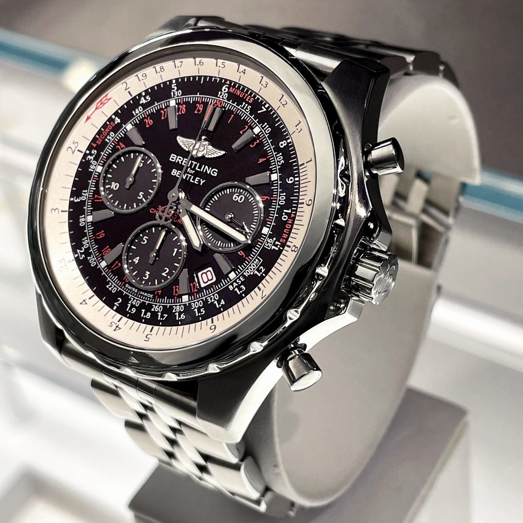 BREITLING BENTLEY MOTORS T 49mm BLACK BURGUNDY DIAL STAINLESS STEEL ref: A25363