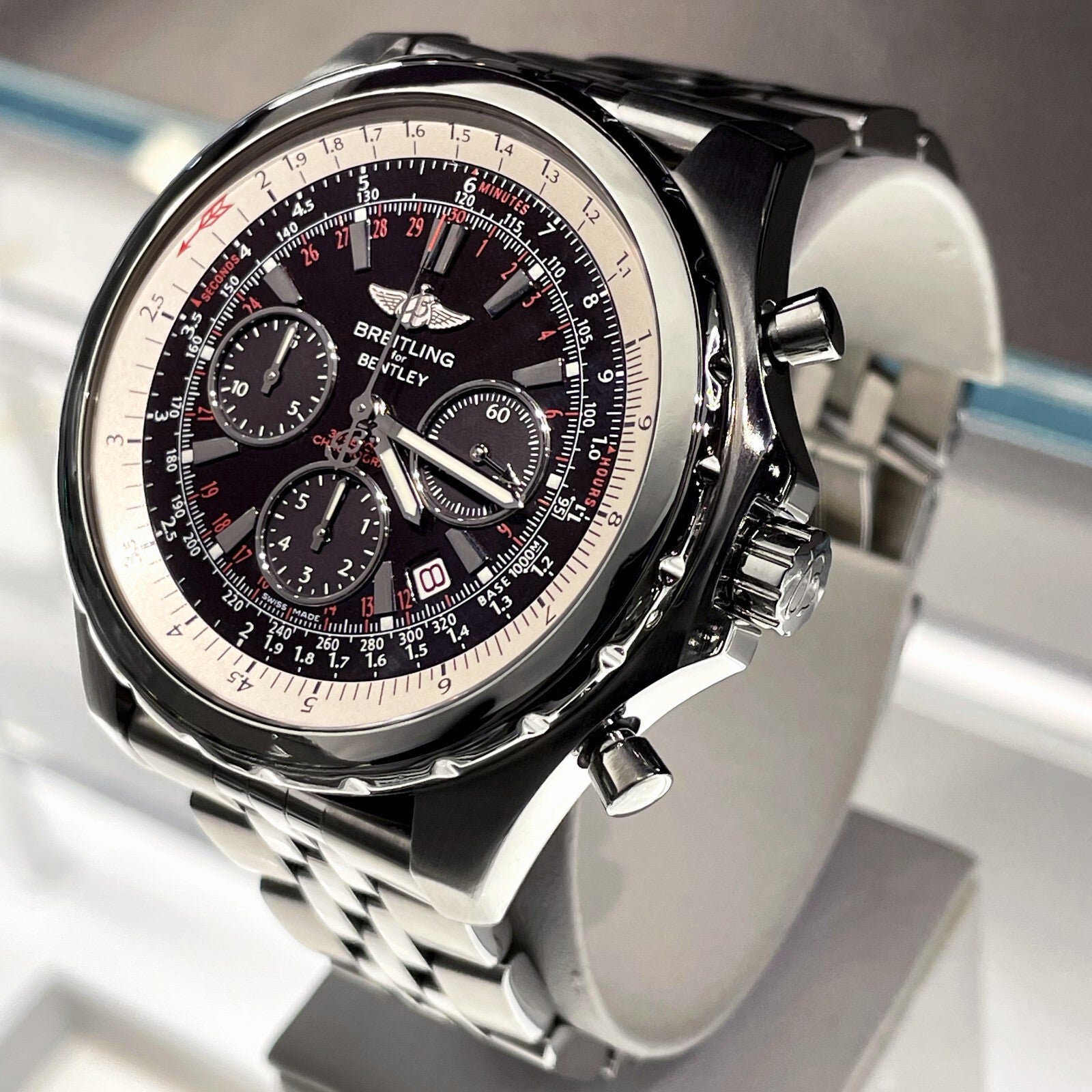 BREITLING BENTLEY MOTORS T 49mm BLACK BURGUNDY DIAL STAINLESS STEEL ref: A25363