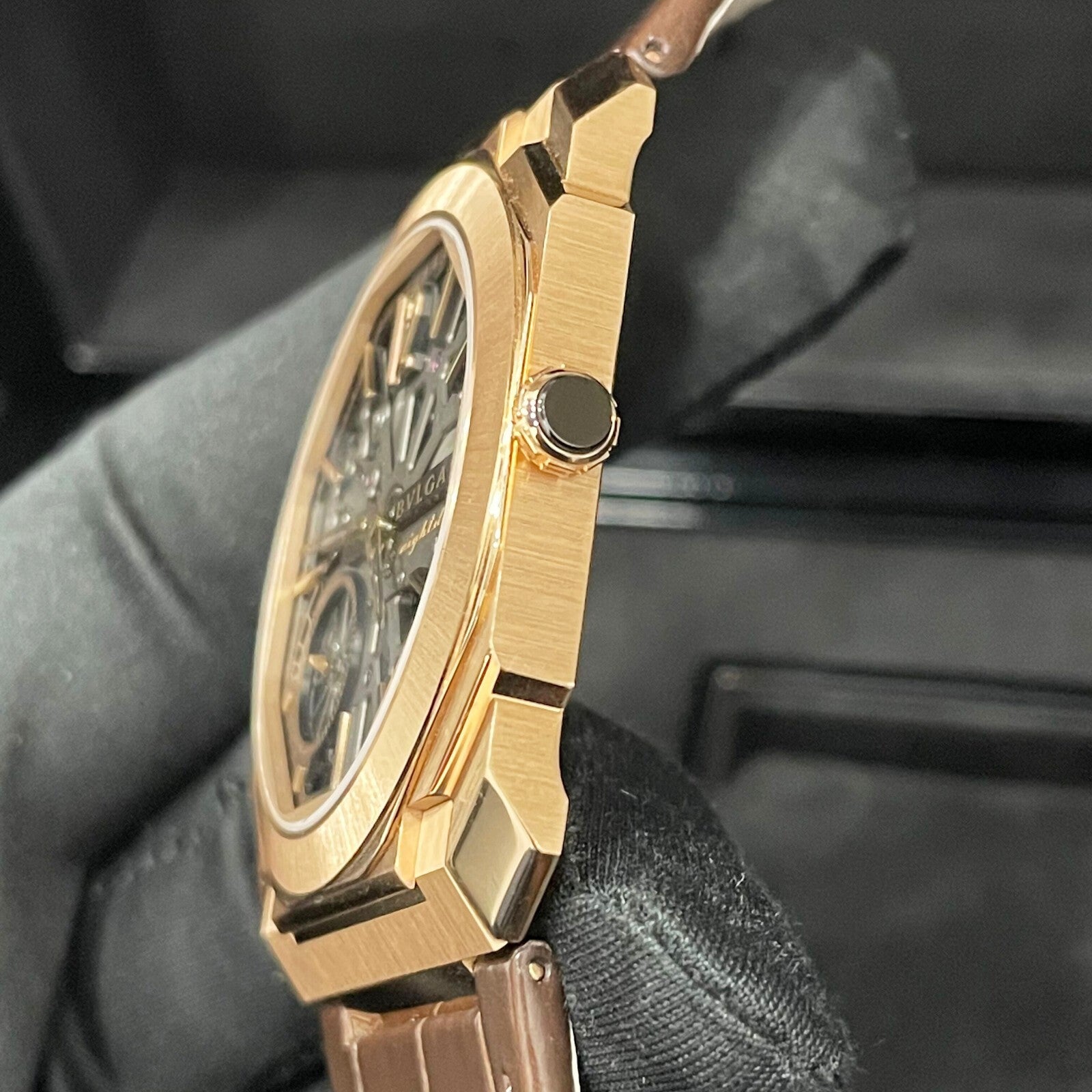 BVLGARI OCTO FINISSIMO SKELETON 8-DAYS 40mm ROSE GOLD ALLIGATOR ref: 103667