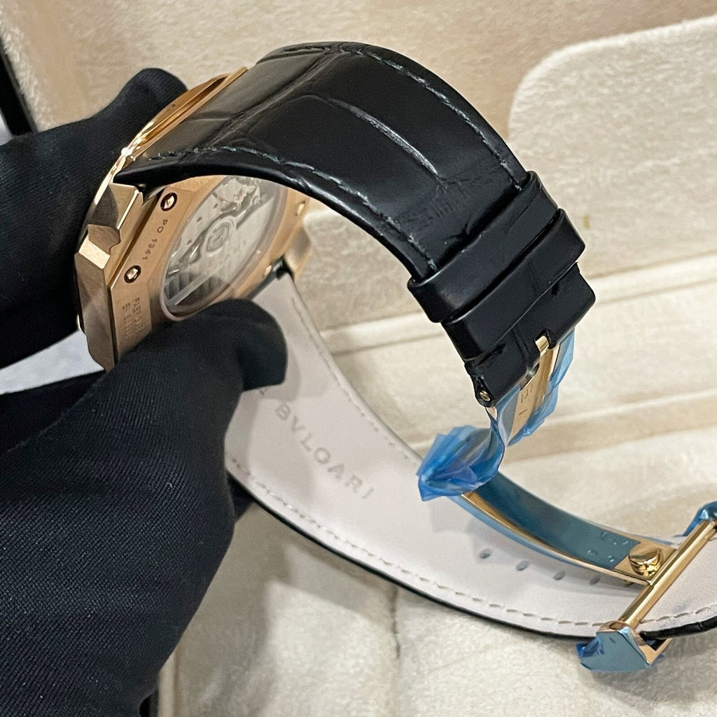 BVLGARI OCTO SOLOTEMPO 41mm ROSE GOLD BLACK DIAL ref: 101963