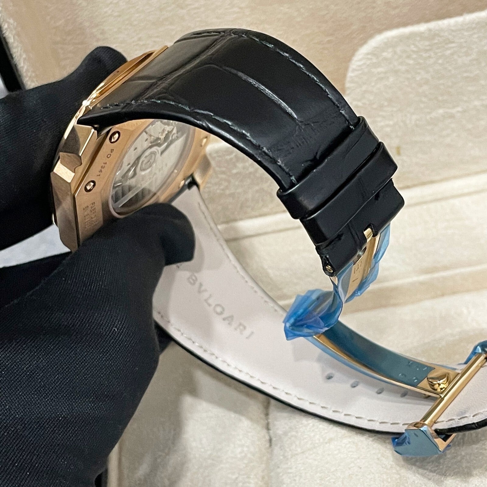 BVLGARI OCTO SOLOTEMPO 41mm ROSE GOLD BLACK DIAL ref: 101963