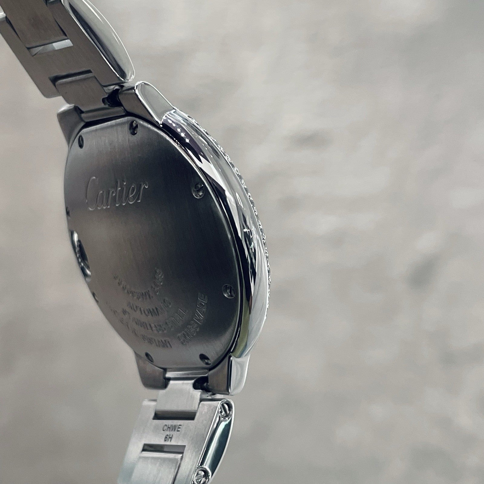 CARTIER BALLON BLEU 33mm SILVER DIAL DOUBLE ROW DIAMOND BEZEL ref: W6920071